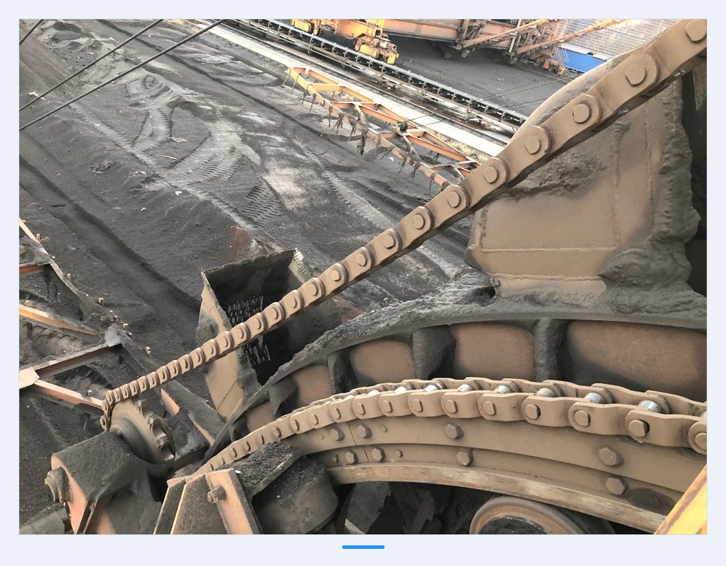 Reclaimer in operation at a raw material yard
